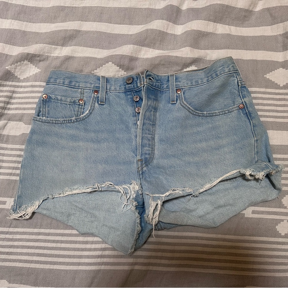 Levis Light Blue Denim Cutoff Shorts
